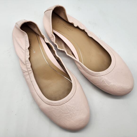 Vionic Alexa Pink Leather Ballet Flats Women's 6.5 Arch Support Comfort Shoes - Picture 1 of 7